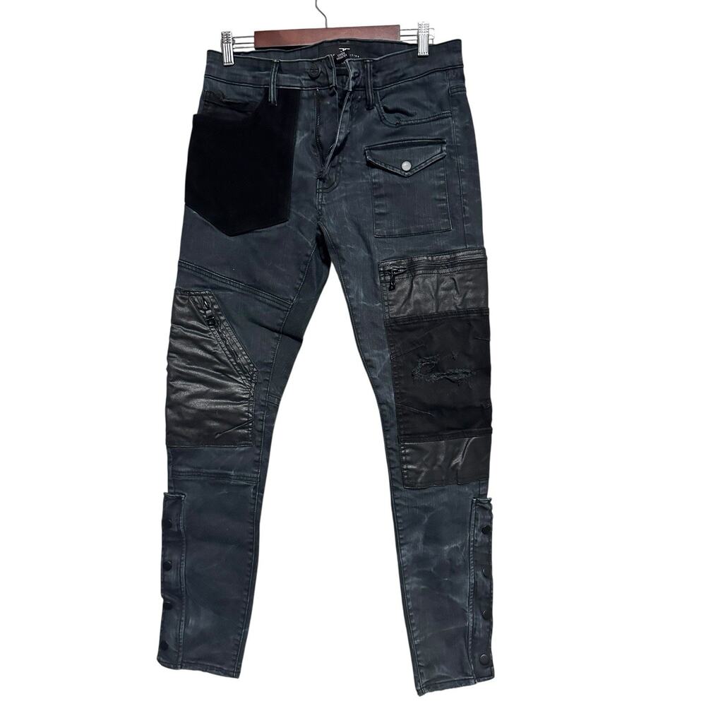 Jordan Craig Legacy Edition Moto Patch Jeans Men’s Black Multi-Pocket Streetwear
